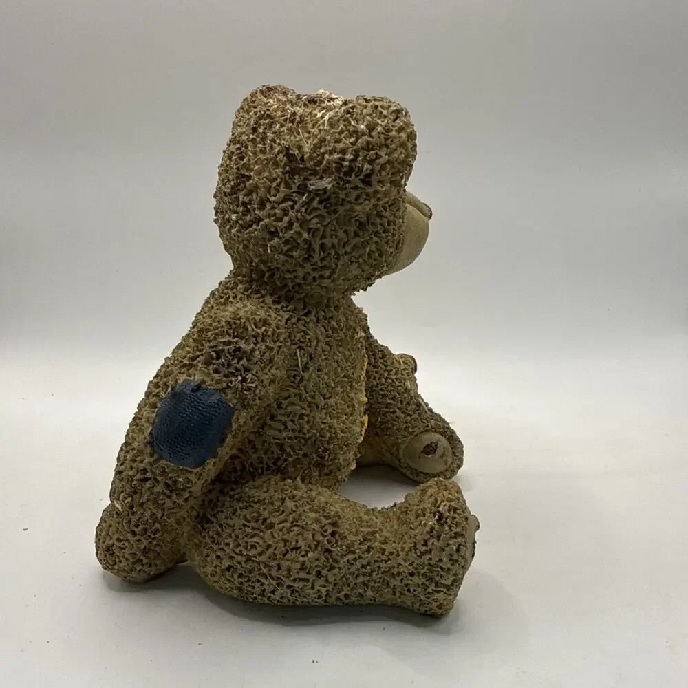 Vintage Style Patchwork Teddy Bear Figurine Resin Distressed Decor Bear *